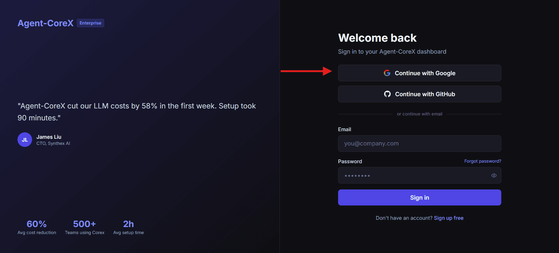 Create API Key button in dashboard